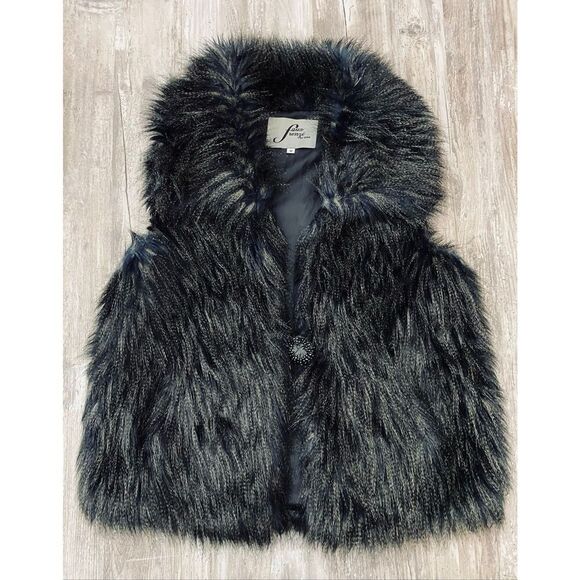 Faux Frenzi by Dena Vintage Fur Vest Fall Sz Medium - Picture 3 of 9